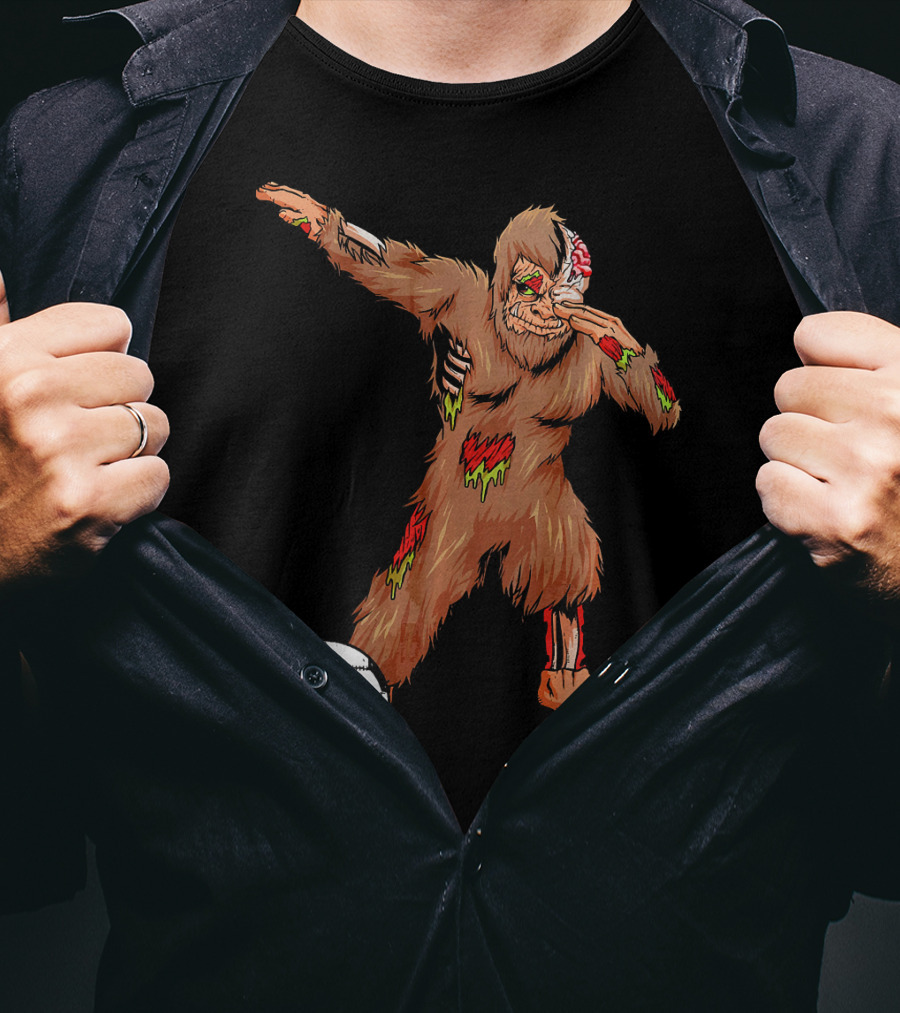 Dabbing Zombie Bigfoot Halloween Soccer Player T-Shirt