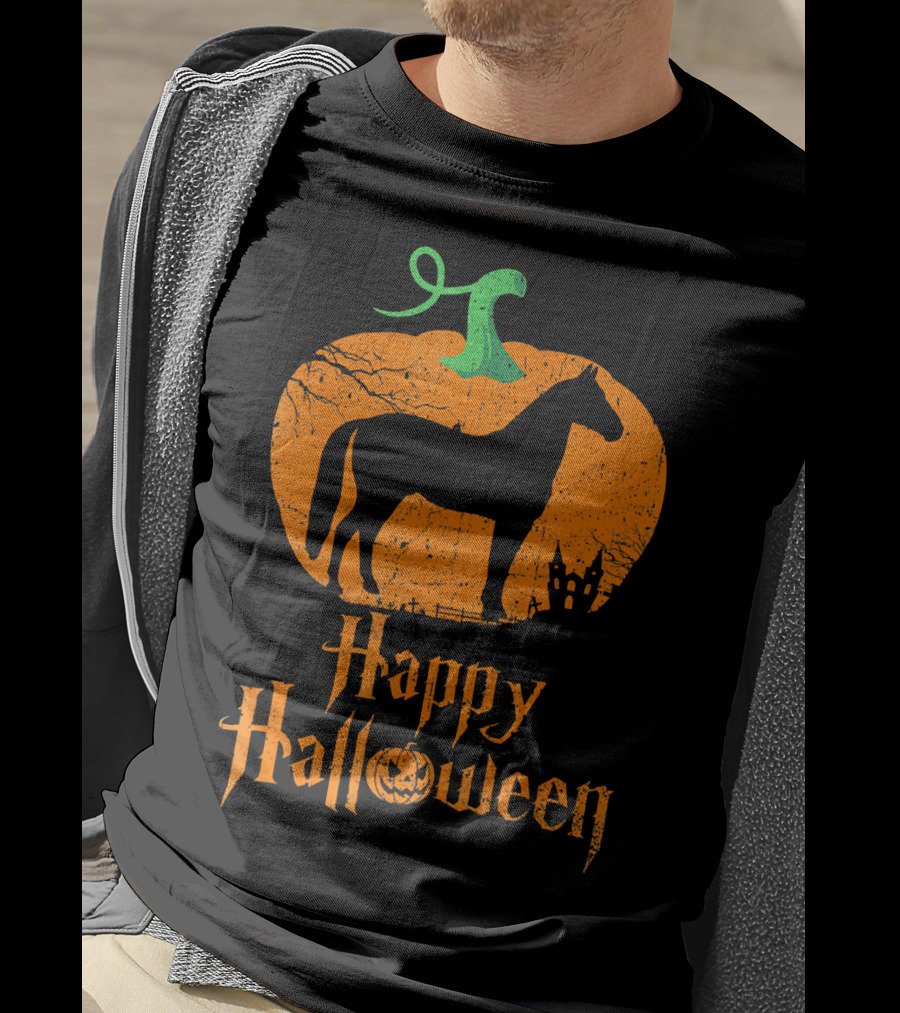 Happy Halloween Horse In Pumpkin T-Shirt