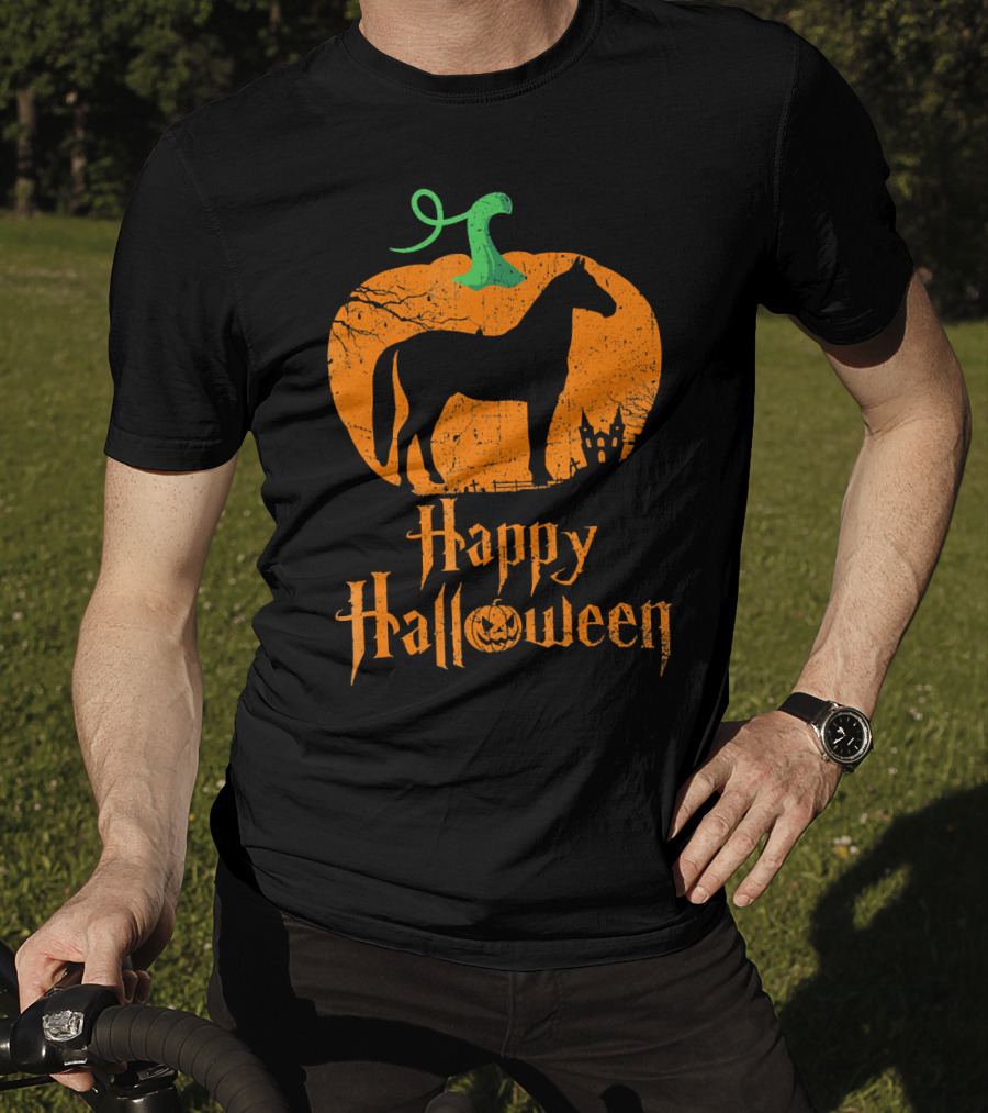 Happy Halloween Horse In Pumpkin T-Shirt