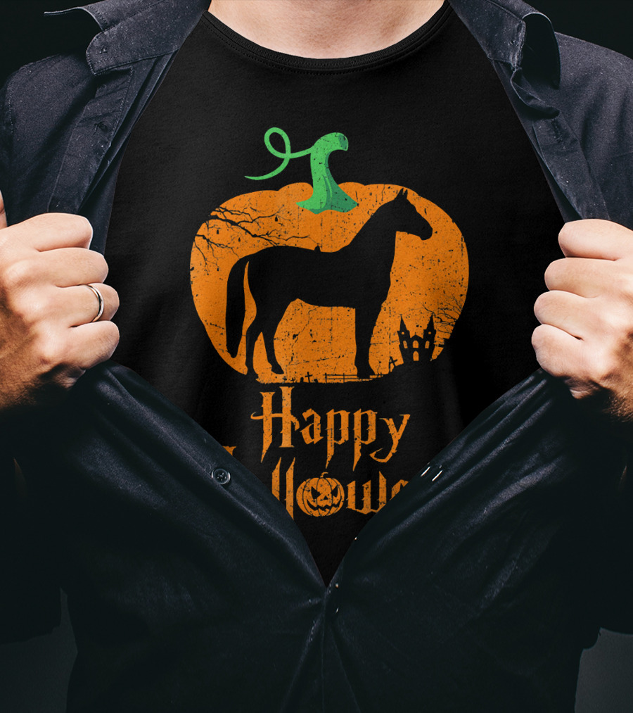 Happy Halloween Horse In Pumpkin T-Shirt