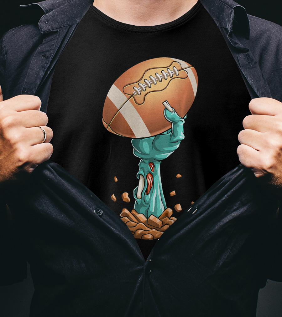 Zombie Hands Rising With Football Victory T-Shirt