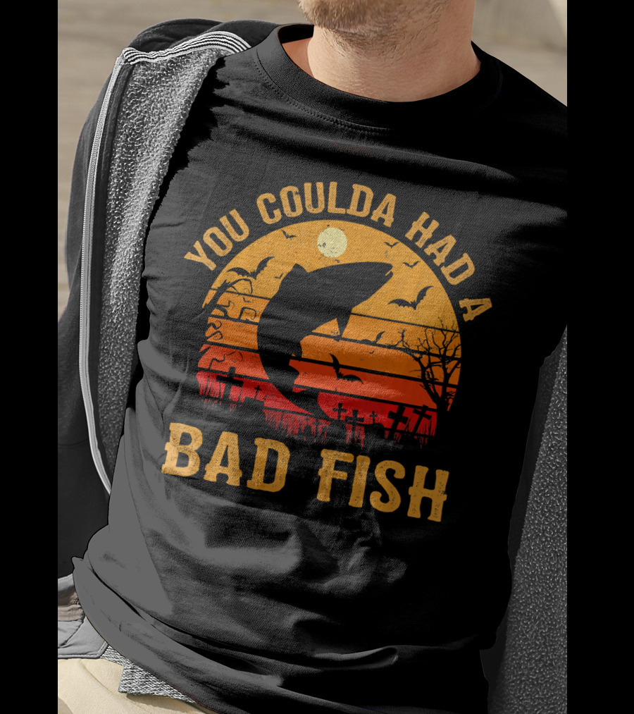 You Coulda Had A Bad Fish Halloween Shark Graveyard Scene T-Shirt