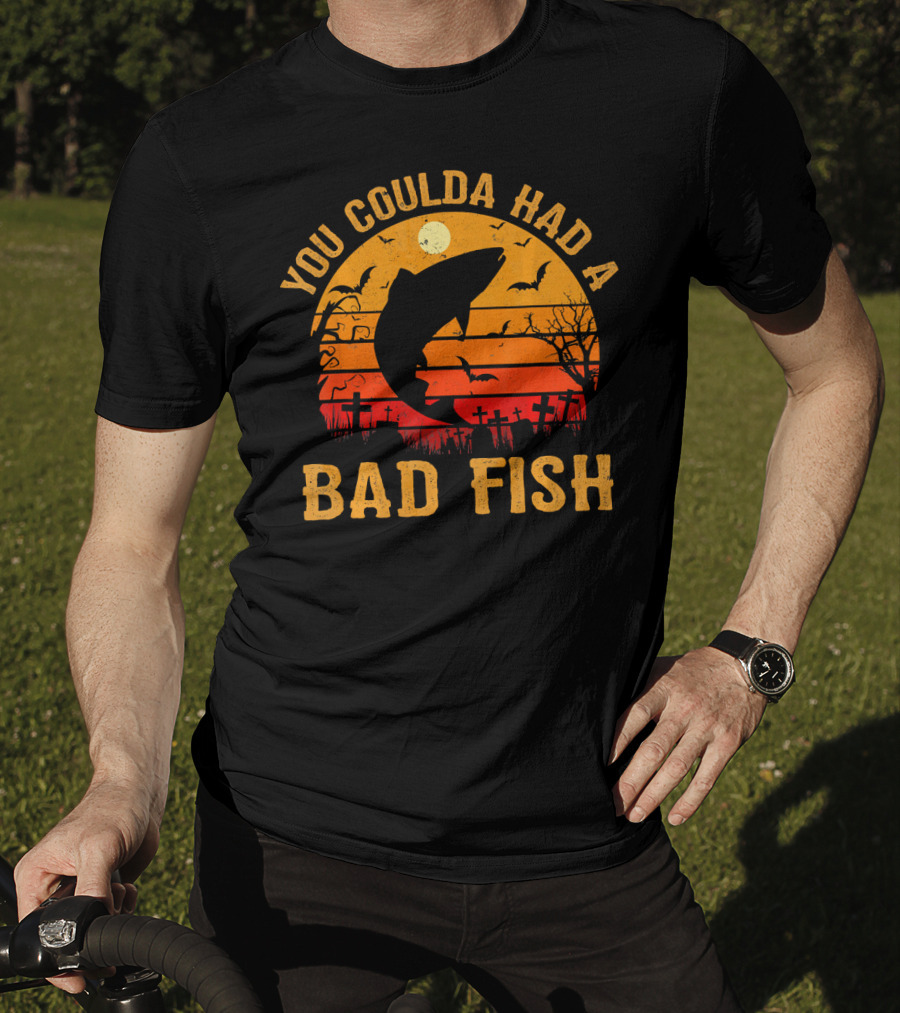 You Coulda Had A Bad Fish Halloween Shark Graveyard Scene T-Shirt