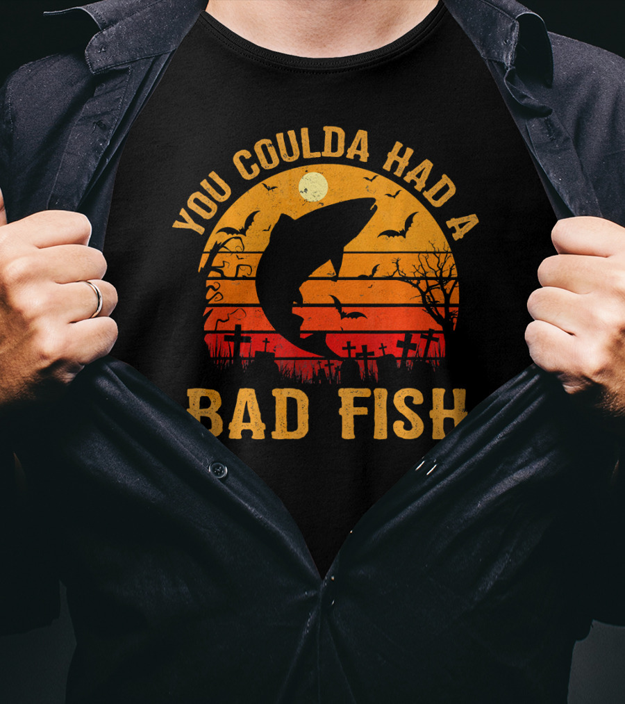 You Coulda Had A Bad Fish Halloween Shark Graveyard Scene T-Shirt