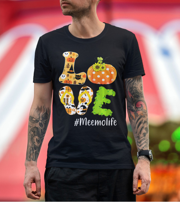 Premium T-Shirt: Love Meemolife Pumpkin Flip Flops Halloween T-Shirt Love Meemolife Pumpkin Flip Flops Halloween T-Shirt