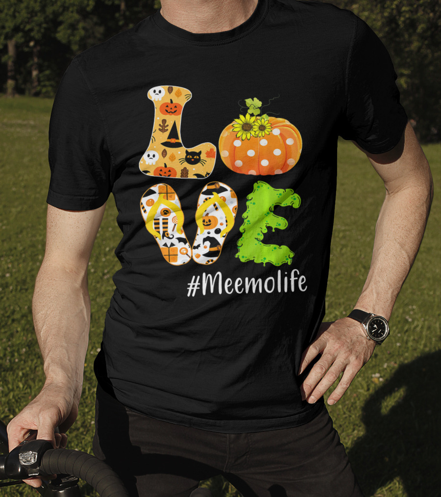 Love Meemolife Pumpkin Flip Flops Halloween T-Shirt