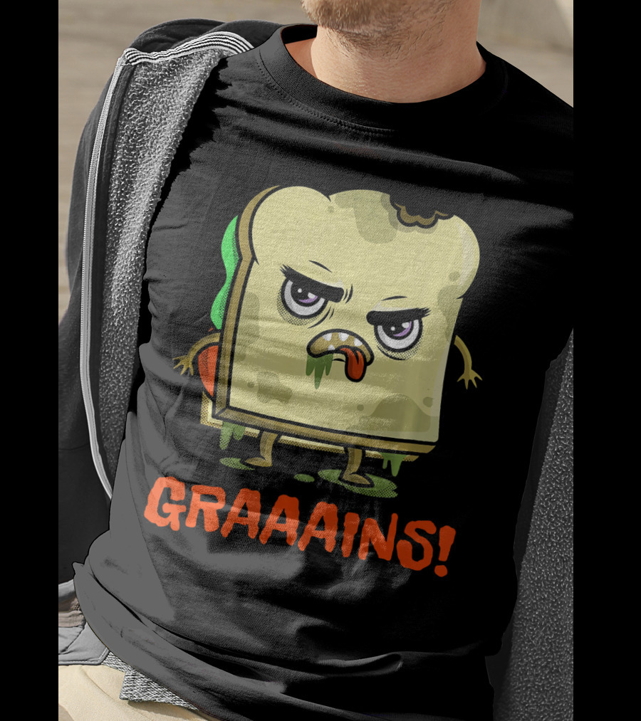 Halloween Zombie Sandwich Graaains Food Grains T-Shirt