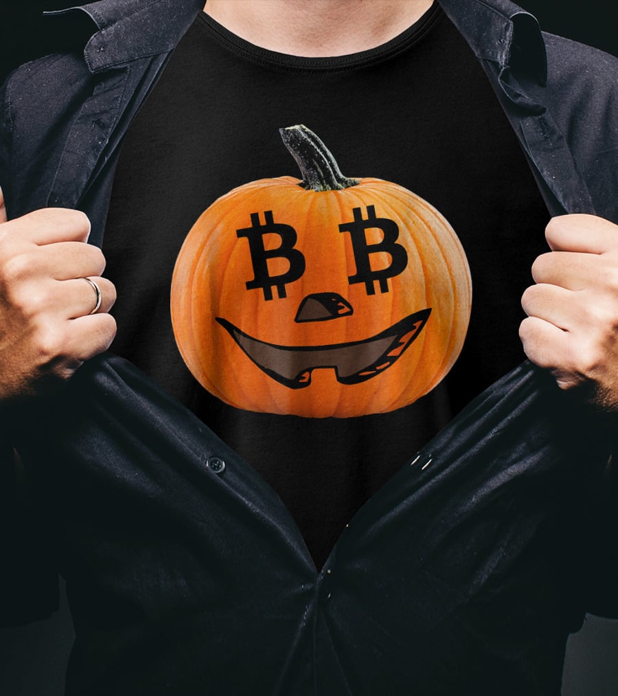 Bitcoin Pumpkin Halloween Costume Crypt T-Shirt