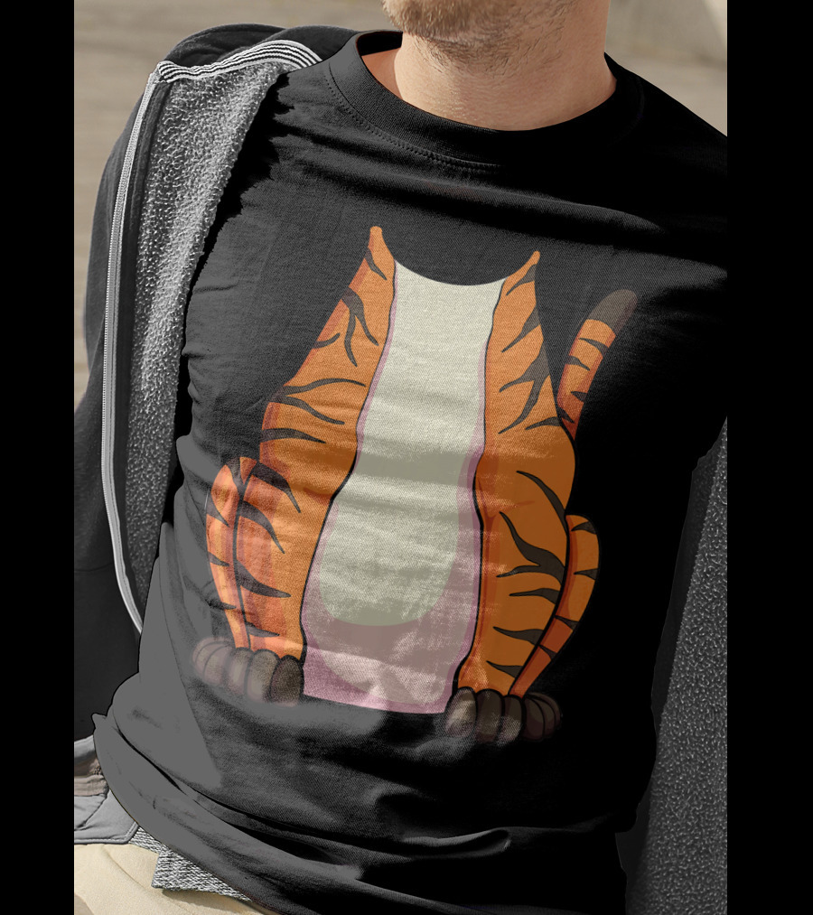 Tiger Costume For Halloween Tiger Stripes Tail T-Shirt