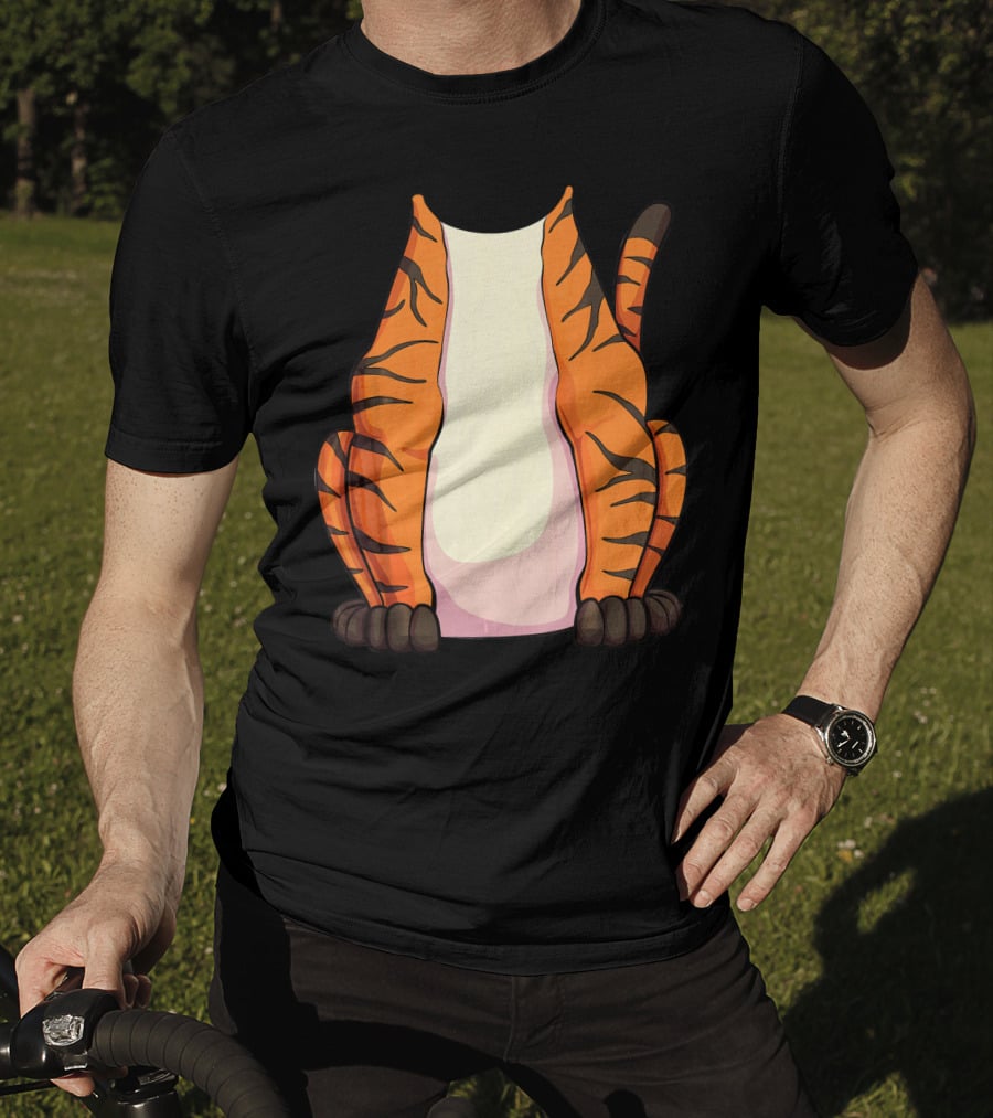 Tiger Costume For Halloween Tiger Stripes Tail T-Shirt