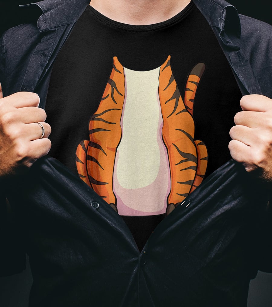 Tiger Costume For Halloween Tiger Stripes Tail T-Shirt