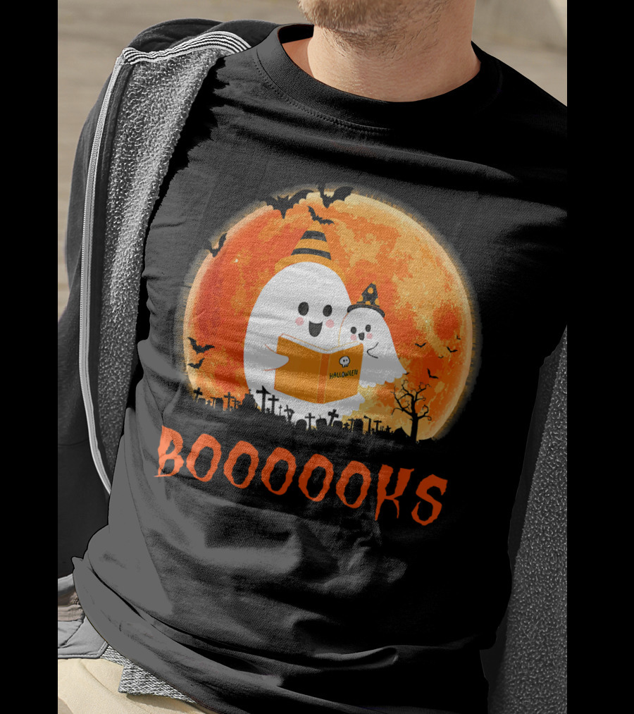 Halloween Ghosts Reading Booooooks With Funny Teacher T-Shirt