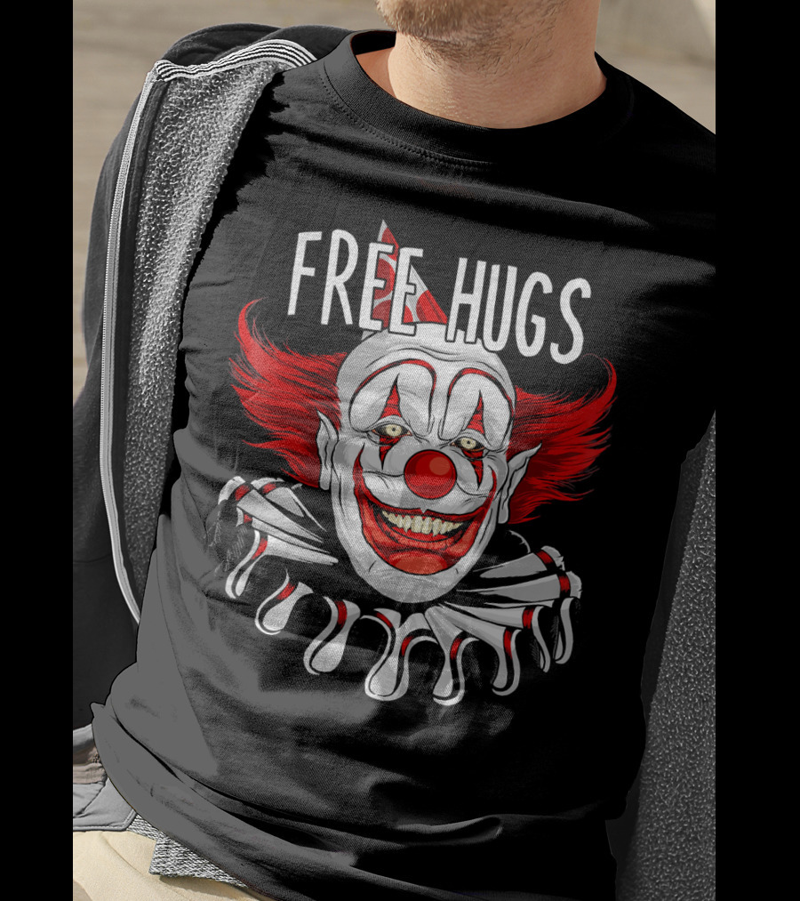 Free Hugs Creepy Scary Clown Halloween T-Shirt