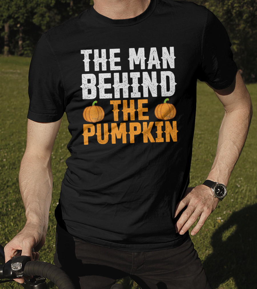 The Man Behind The Pumpkin Men's Funny Halloween Pregnancy Announcement T-Shirt