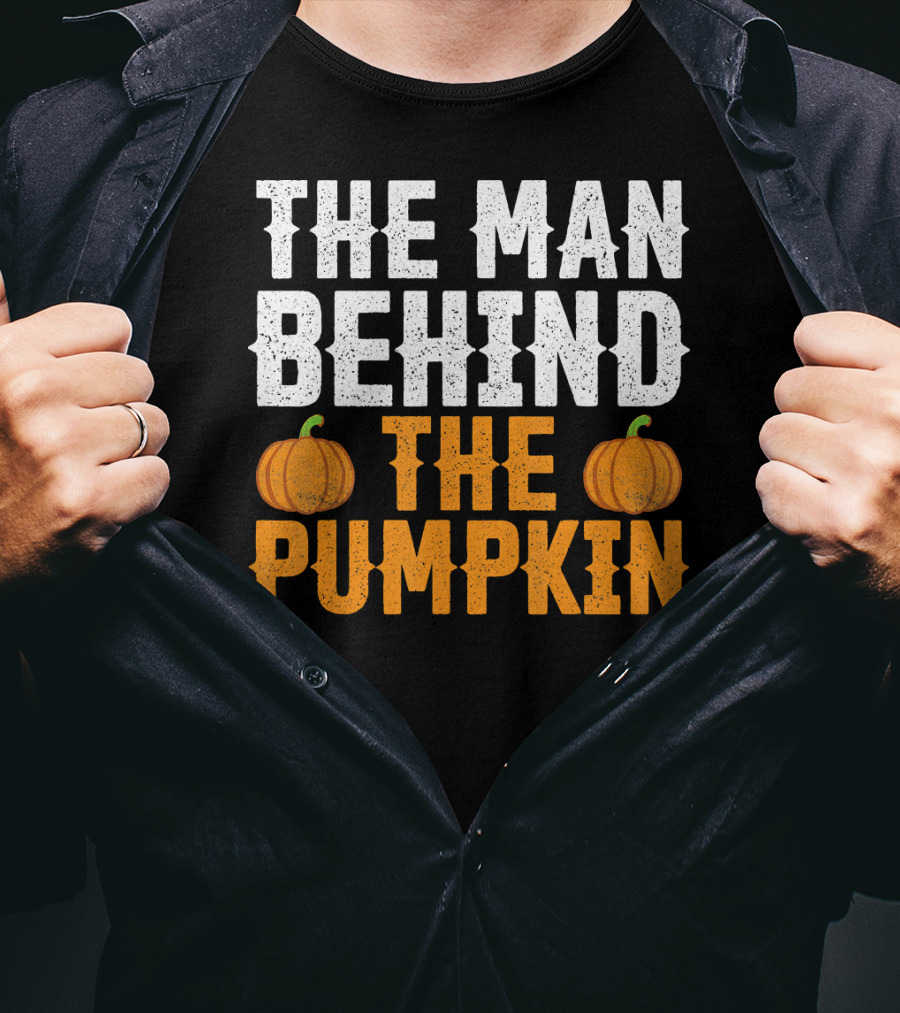 The Man Behind The Pumpkin Men's Funny Halloween Pregnancy Announcement T-Shirt