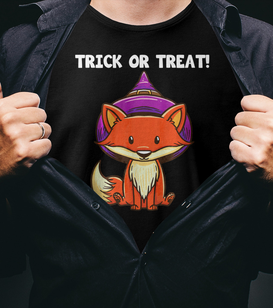 Trick Or Treat Witch Fox Halloween T-Shirt