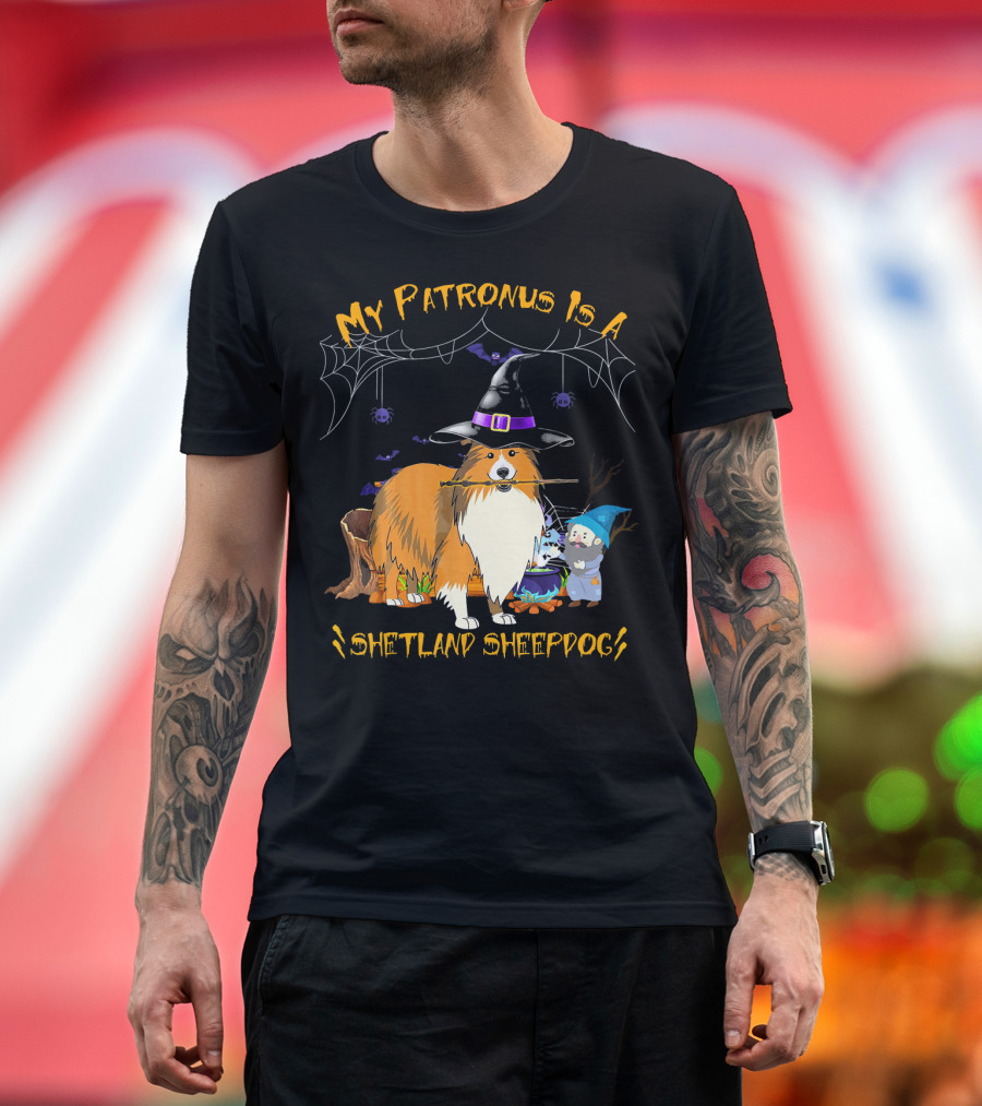 My Patronus Is a Shetland Sheepdog Halloween Witch Hat and Gnome T-Shirt