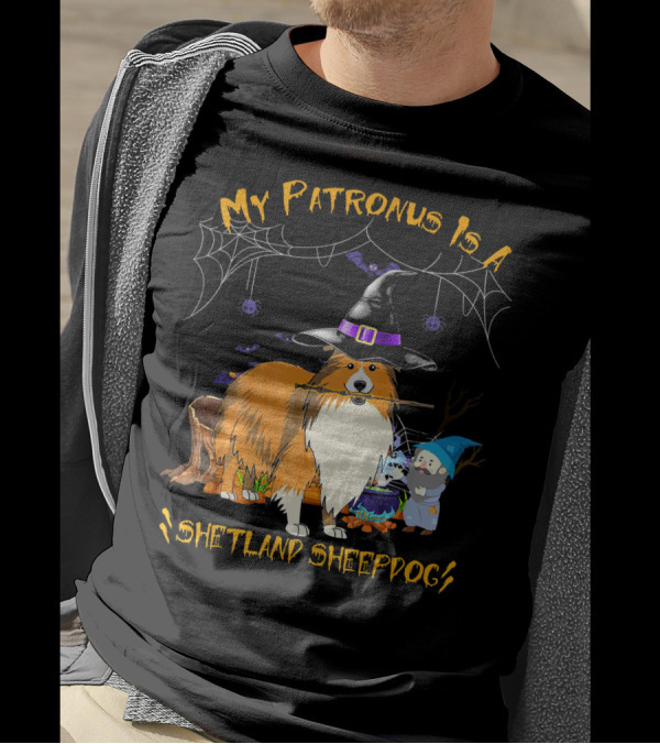 My Patronus Is A Shetland Sheepdog Halloween Witch Hat And Gnome T-Shirt