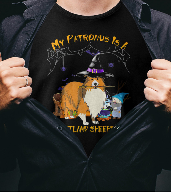 My Patronus Is A Shetland Sheepdog Halloween Witch Hat And Gnome T-Shirt