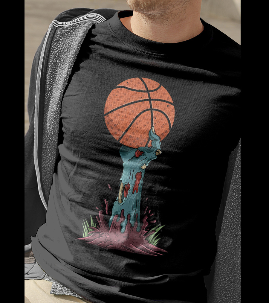 Zombie Hands Grasping Basketball Emerge From Ground T-Shirt