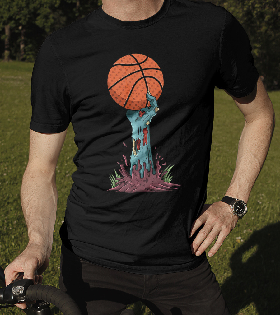 Zombie Hands Grasping Basketball Emerge From Ground T-Shirt