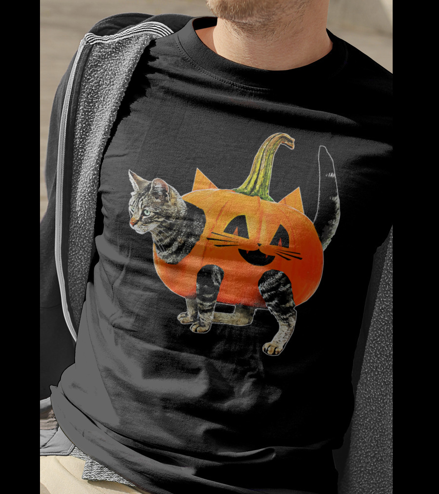 Funny Halloween Jack O Lantern Pumpkin Cat Costume T-Shirt