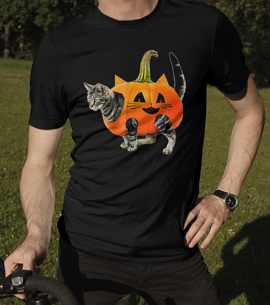 Funny Halloween Jack O Lantern Pumpkin Cat Costume T-Shirt
