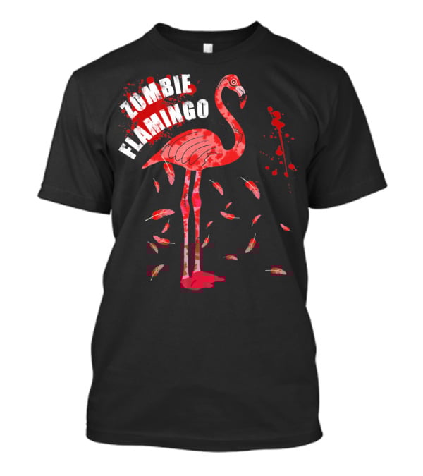 Zombie Flamingo Scary Red Splatter Feathers T-Shirt