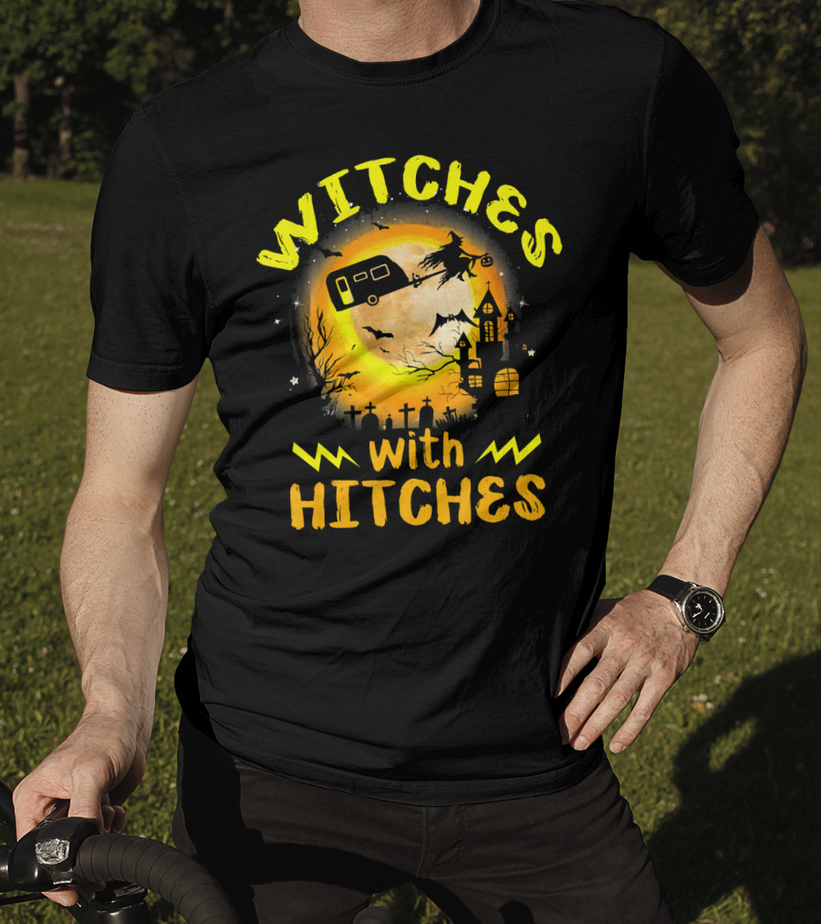 Witches With Hitches Halloween Camping Scene T-Shirt