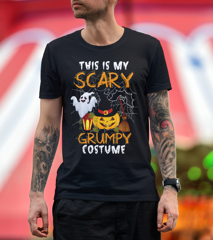 This Is My Scary Grumpy Costume Ghost Pumpkin Broom Lantern Halloween T-Shirt