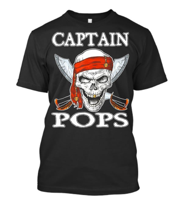 Captain Pops Funny Halloween Pirate Skull T-Shirt