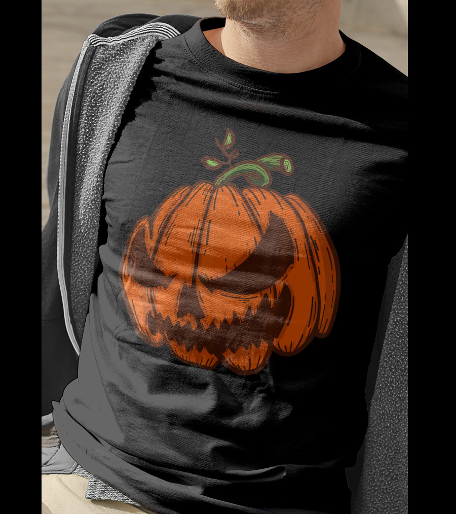 Spooky Halloween Jack O Lantern Pumpkin Face T-Shirt