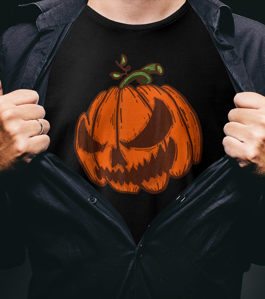 Spooky Halloween Jack O Lantern Pumpkin Face T-Shirt