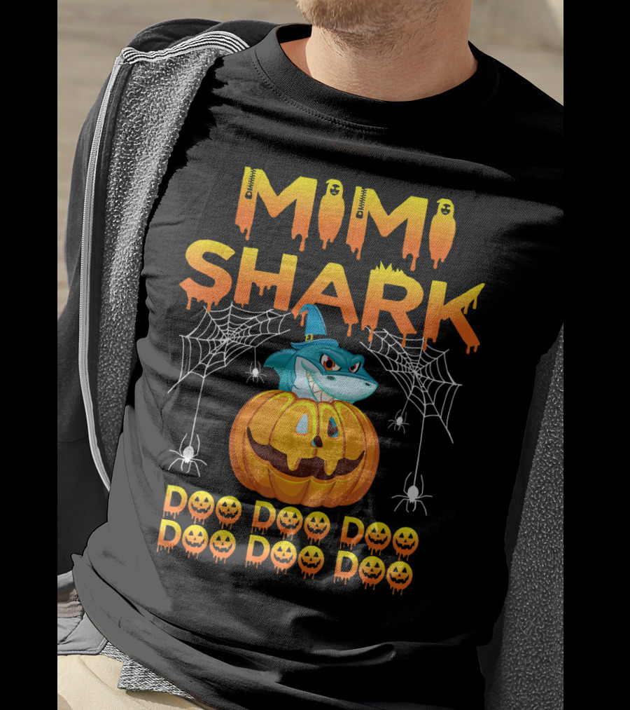 Mimi Shark Halloween Pumpkin Spider Web Doo Doo Costume Mat T-Shirt