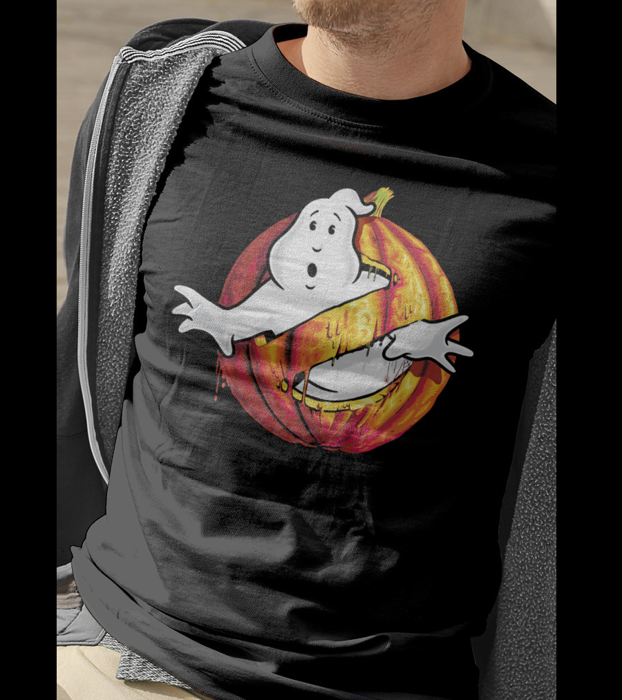 Ghostbusters Classic Logo Halloween Pumpkin Mashup T-Shirt