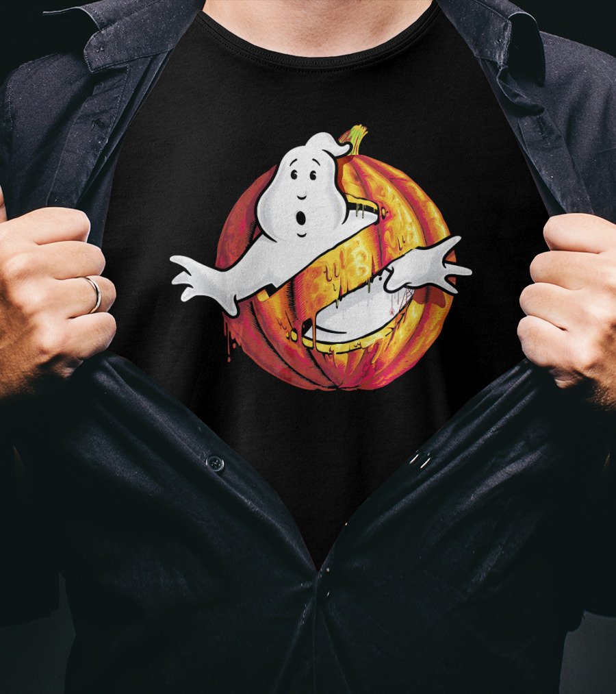 Ghostbusters Classic Logo Halloween Pumpkin Mashup T-Shirt