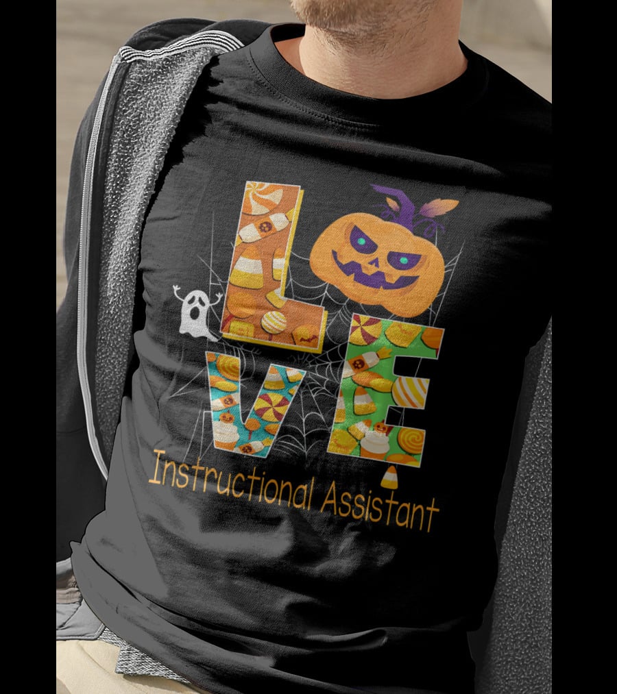 Halloween Love Instructional Assistant Pumpkin Candy Ghost T-Shirt