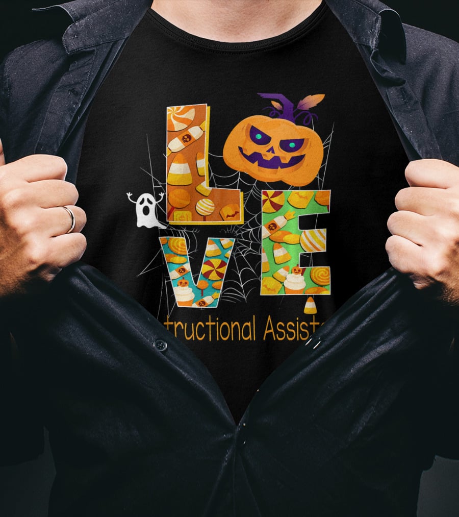 Halloween Love Instructional Assistant Pumpkin Candy Ghost T-Shirt