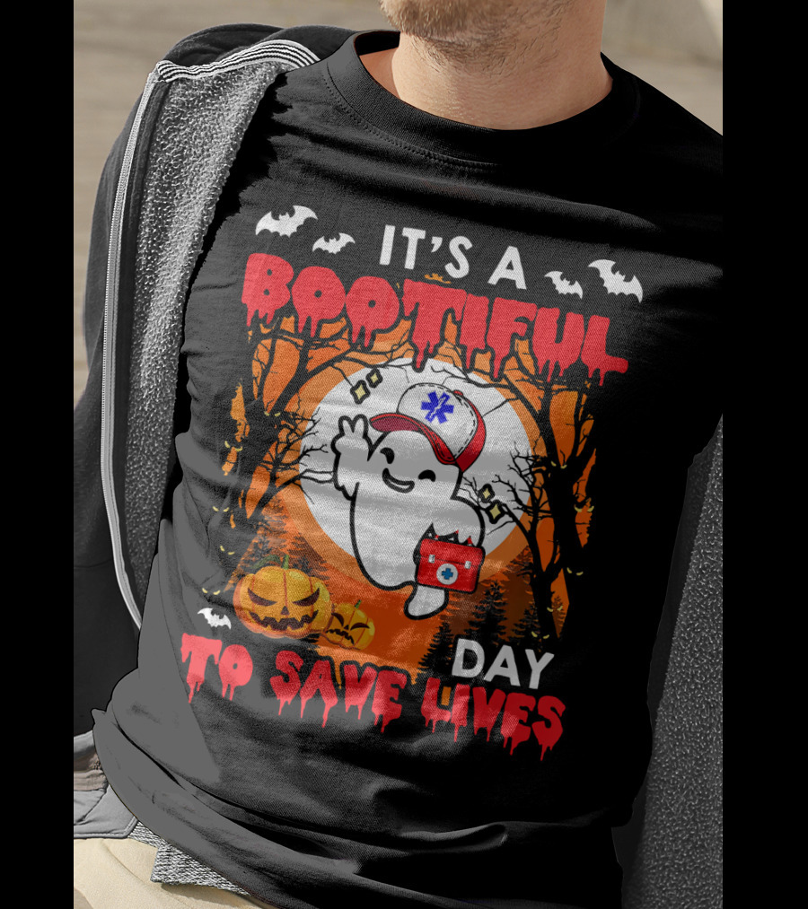 It's A Bootiful Day To Save Lives Halloween Costume Boo T-Shirt