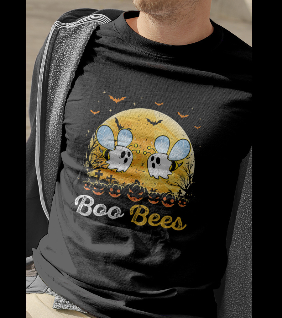 Boo Bees Halloween Moon Pumpkins Bats Crosses T-Shirt