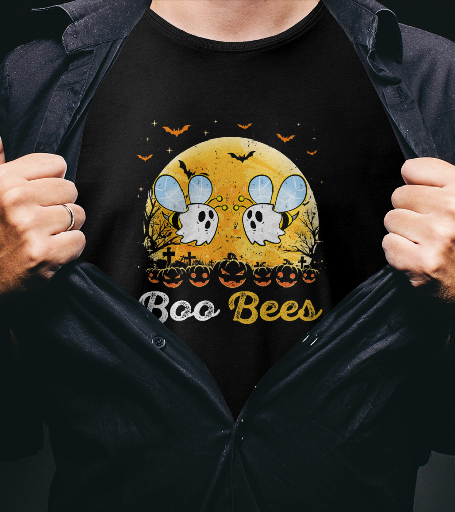Boo Bees Halloween Moon Pumpkins Bats Crosses T-Shirt