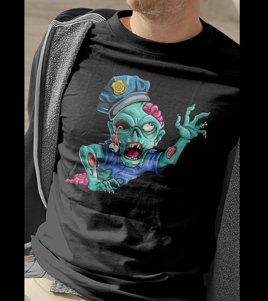 Zombie Police Funny Halloween Horror Scary Undead Officer T-Shirt