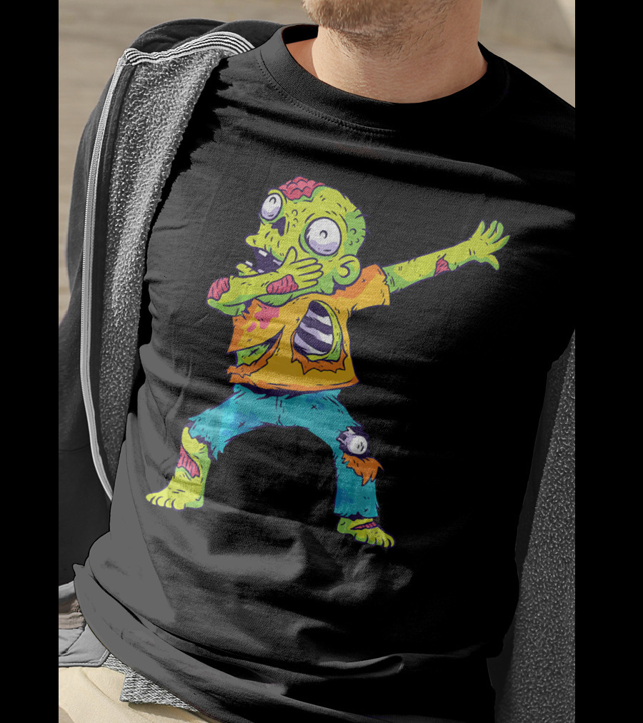 Dabbing Zombie Funny Halloween Zombi Cute Cartoon T-Shirt