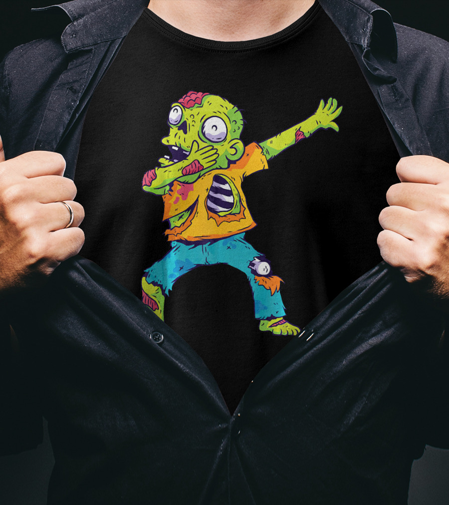 Dabbing Zombie Funny Halloween Zombi Cute Cartoon T-Shirt