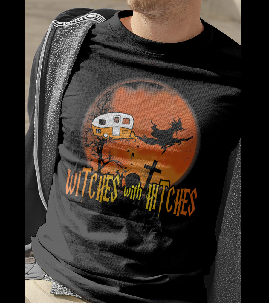 Witches With Hitches Halloween Camper Scene T-Shirt