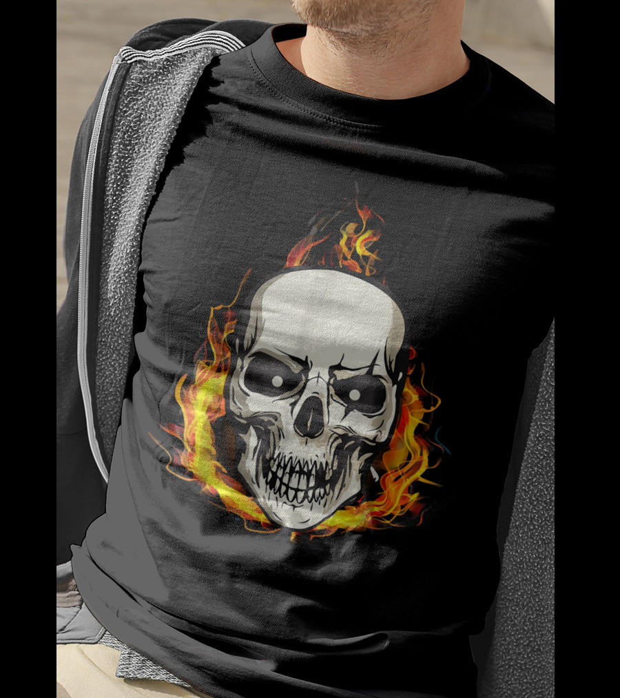 Flaming Skull Inferno Skull T-Shirt