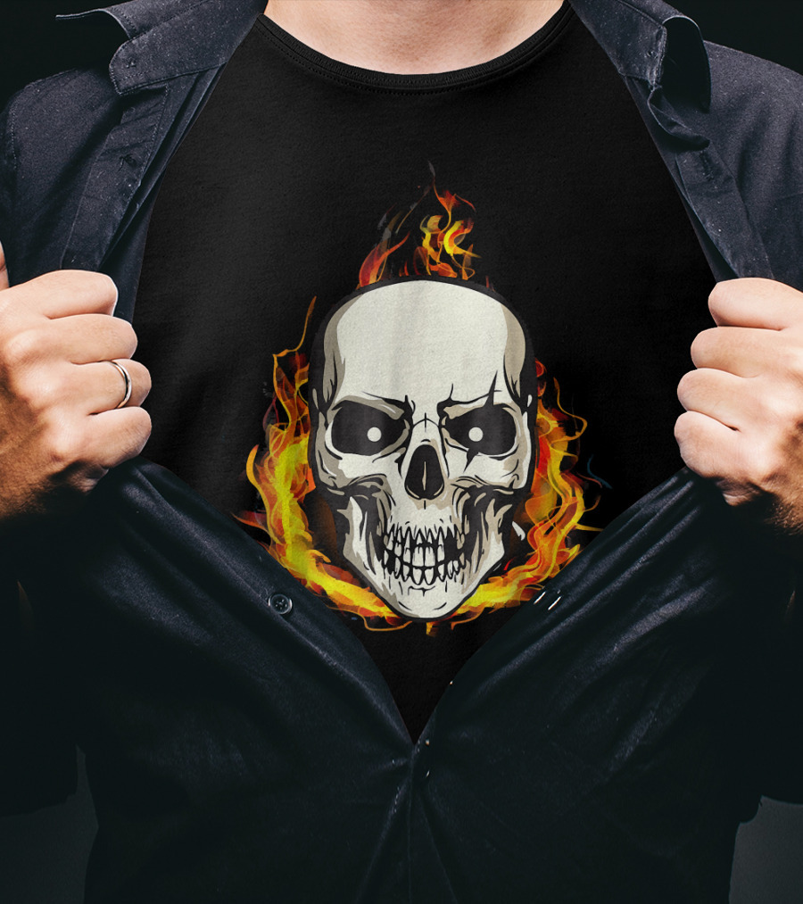 Flaming Skull Inferno Skull T-Shirt