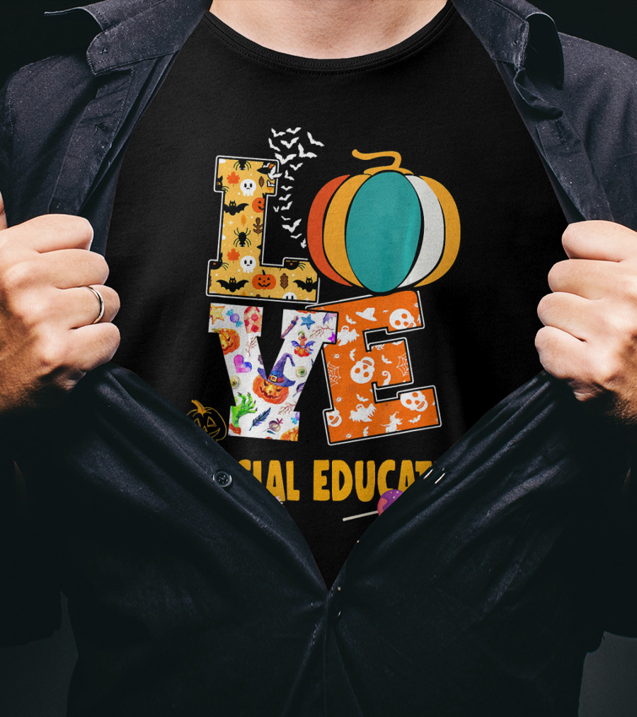 Special Education Love Halloween Pumpkin Candy Teacher T-Shirt