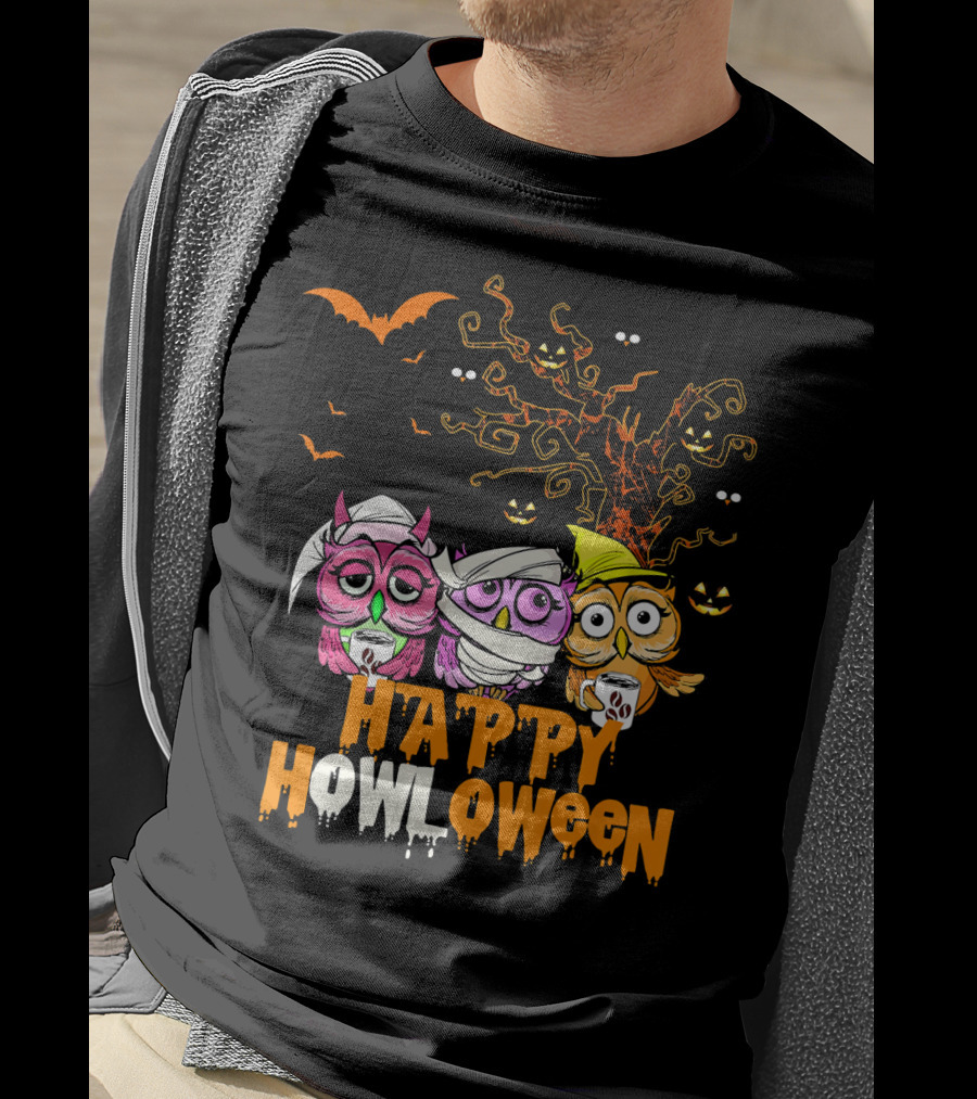 Happy Howloween Funny Mummy Witch Owls Halloween T-Shirt