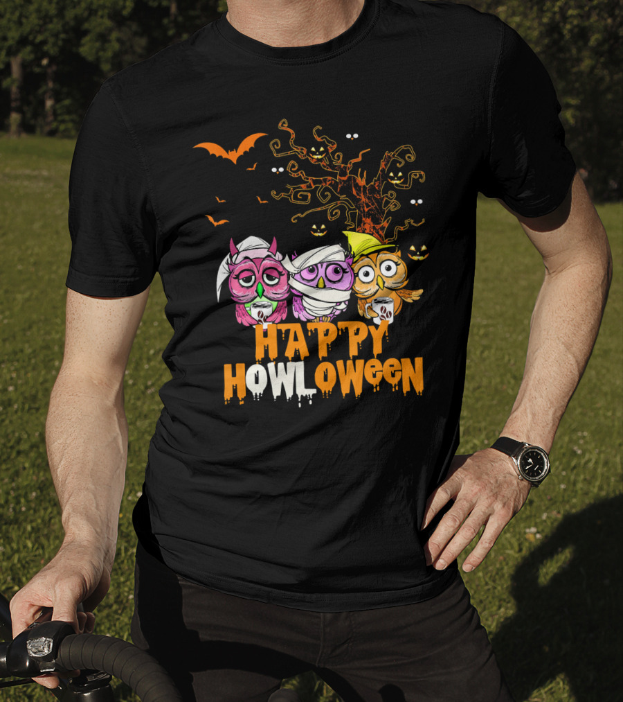 Happy Howloween Funny Mummy Witch Owls Halloween T-Shirt